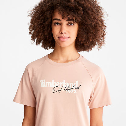 Womens Timberland Raglan-sleeve Logo T-Shirt for Women in Light Pink