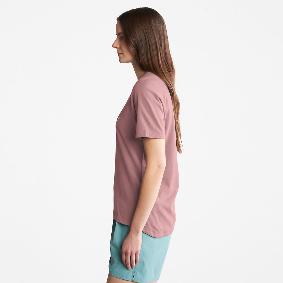 Womens Timberland Raglan-sleeve Logo T-Shirt for Women in Pink