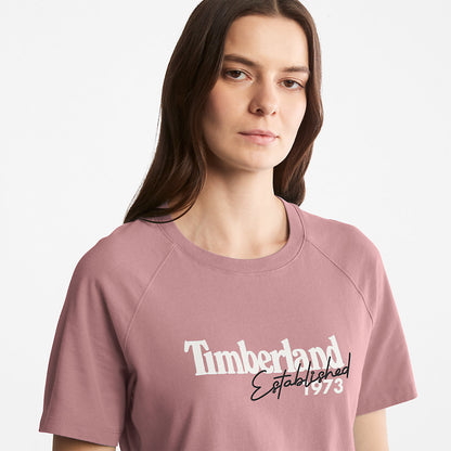Womens Timberland Raglan-sleeve Logo T-Shirt for Women in Pink