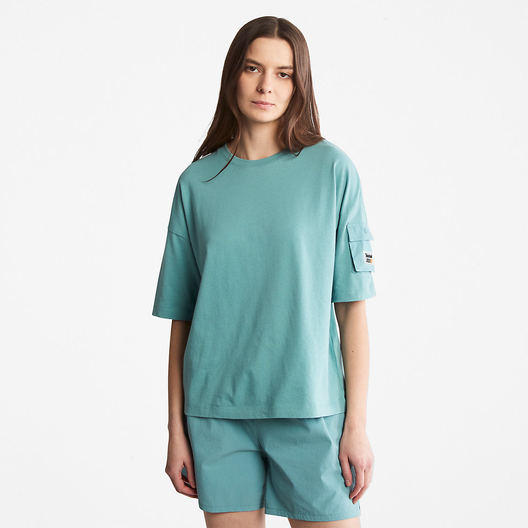 Womens Timberland Progressive Utility Pocket T-Shirt for Women in Teal