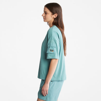 Womens Timberland Progressive Utility Pocket T-Shirt for Women in Teal