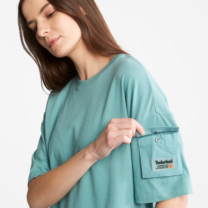 Womens Timberland Progressive Utility Pocket T-Shirt for Women in Teal