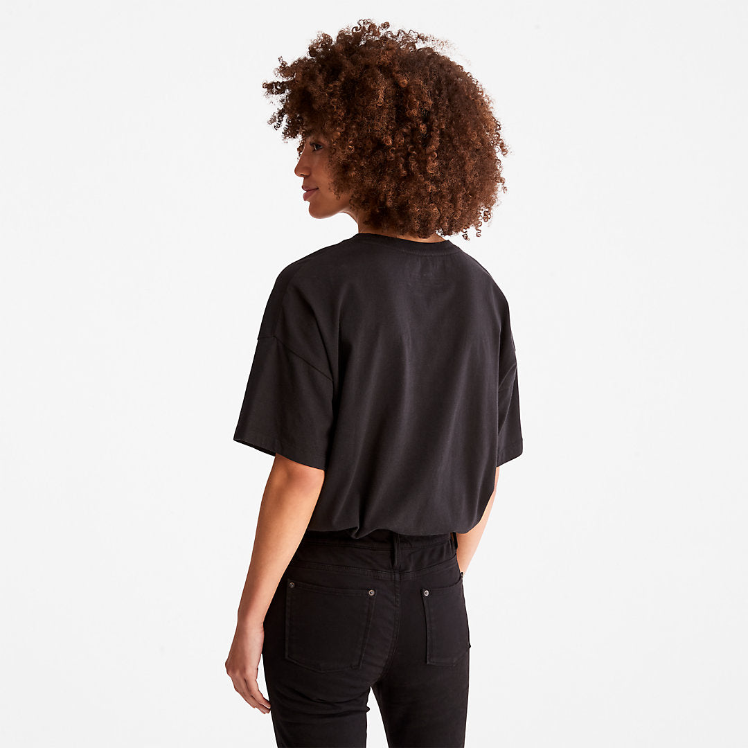 Womens Timberland Cropped T-Shirt with Drawstring Hem for Women in Black