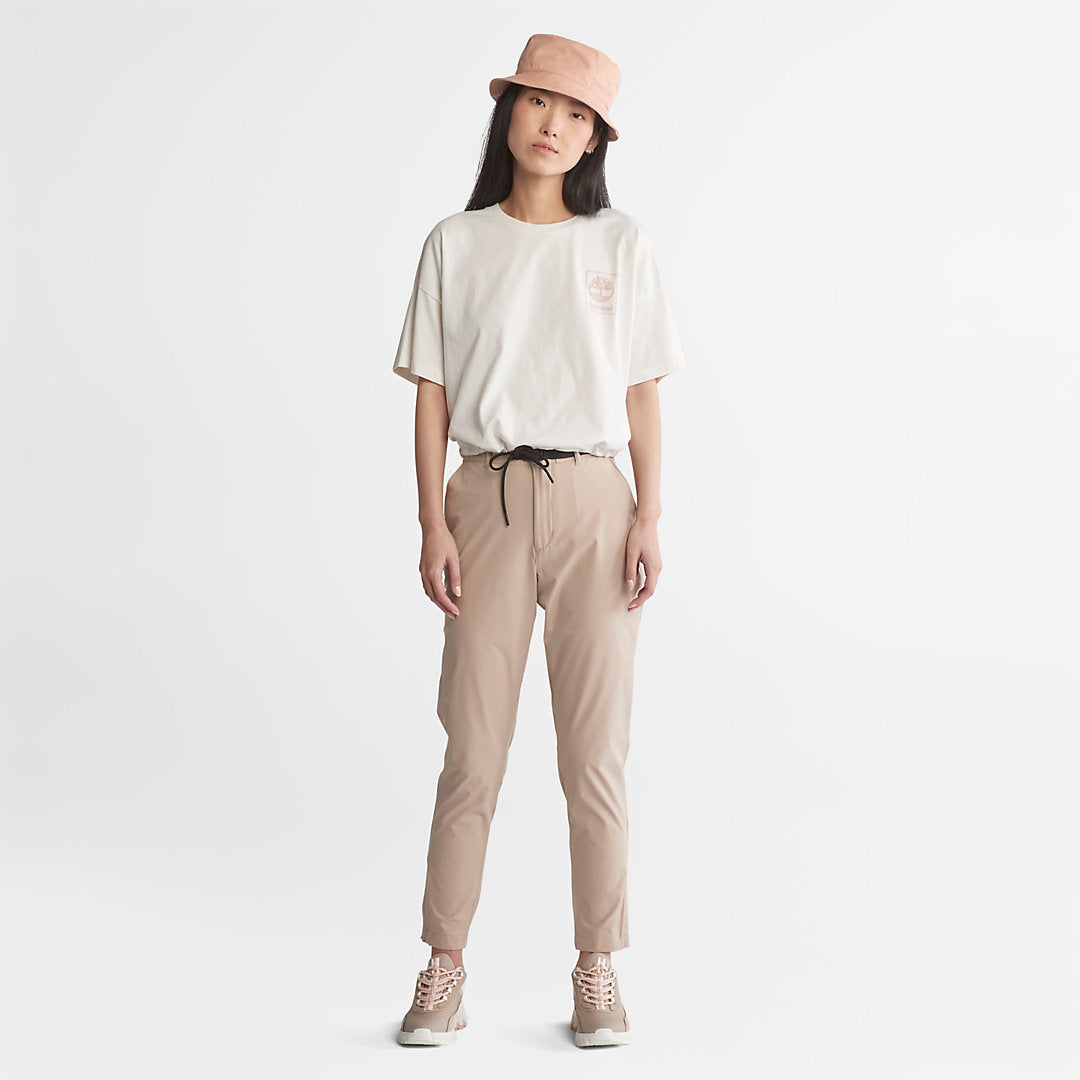 Womens Timberland Cropped T-Shirt with Drawstring Hem for Women in White