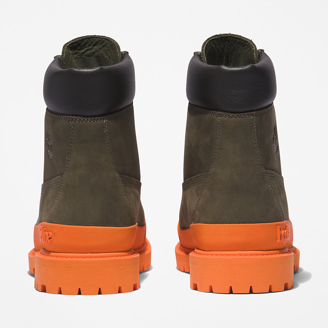 Womens Timberland Bee Line x Timberland® 6 Inch Rubber Toe Boot for Women in Dark Green/Orange