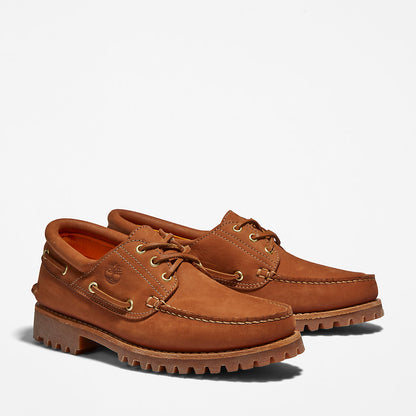 Mens Timberland Timberland® 3-Eye Lug Handsewn Boat Shoe for Men in Brown