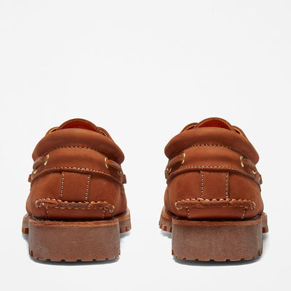 Mens Timberland Timberland® 3-Eye Lug Handsewn Boat Shoe for Men in Brown