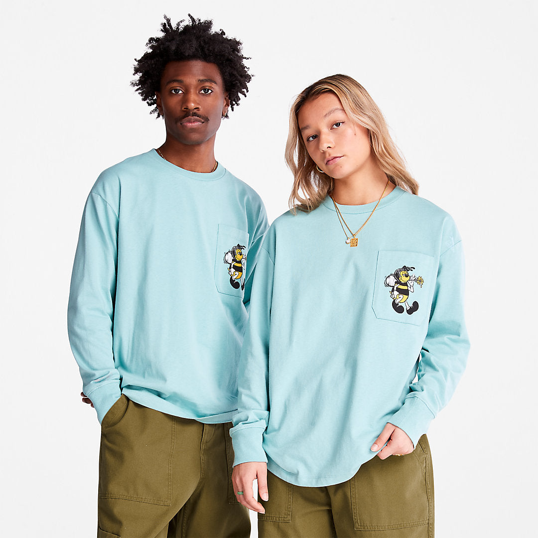 Mens Timberland Bee Line x Timberland® Back-graphic Long-sleeved T-Shirt in Blue