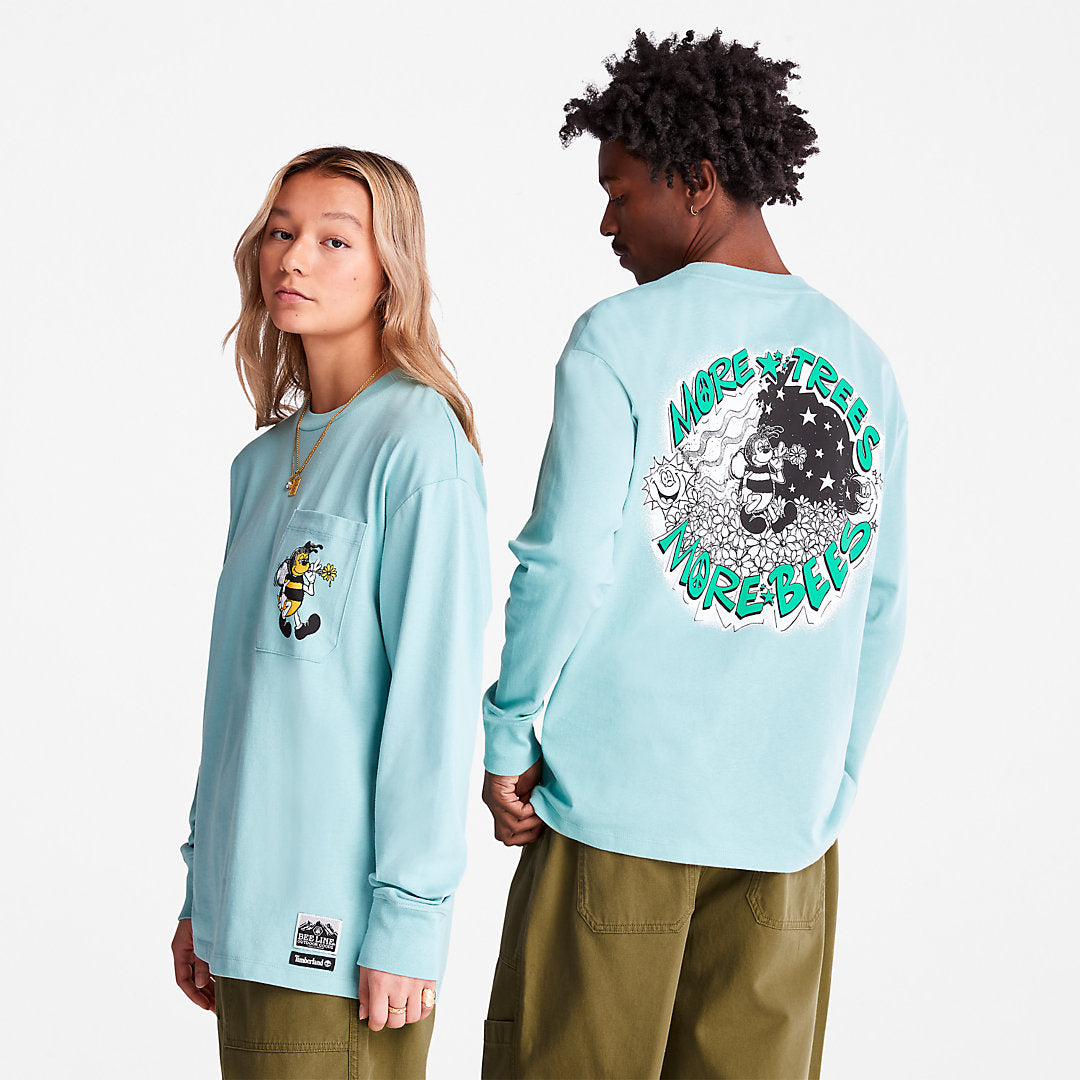 Mens Timberland Bee Line x Timberland® Back-graphic Long-sleeved T-Shirt in Blue