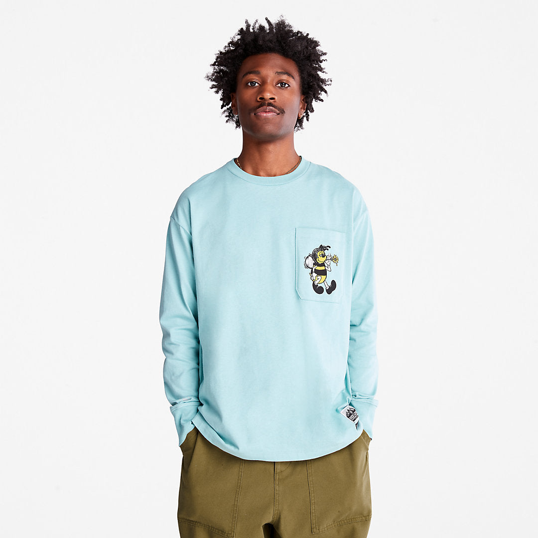 Mens Timberland Bee Line x Timberland® Back-graphic Long-sleeved T-Shirt in Blue