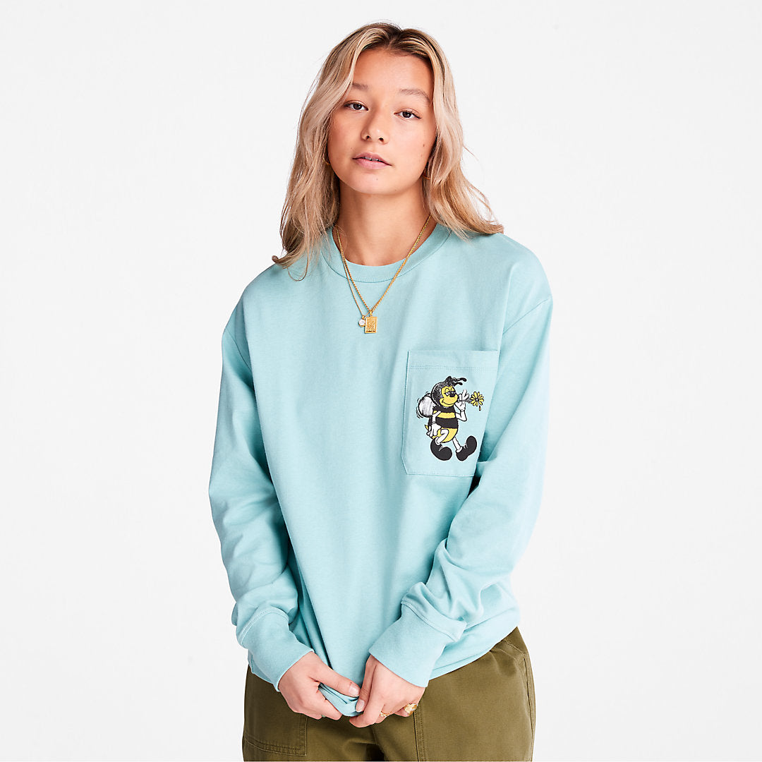 Mens Timberland Bee Line x Timberland® Back-graphic Long-sleeved T-Shirt in Blue