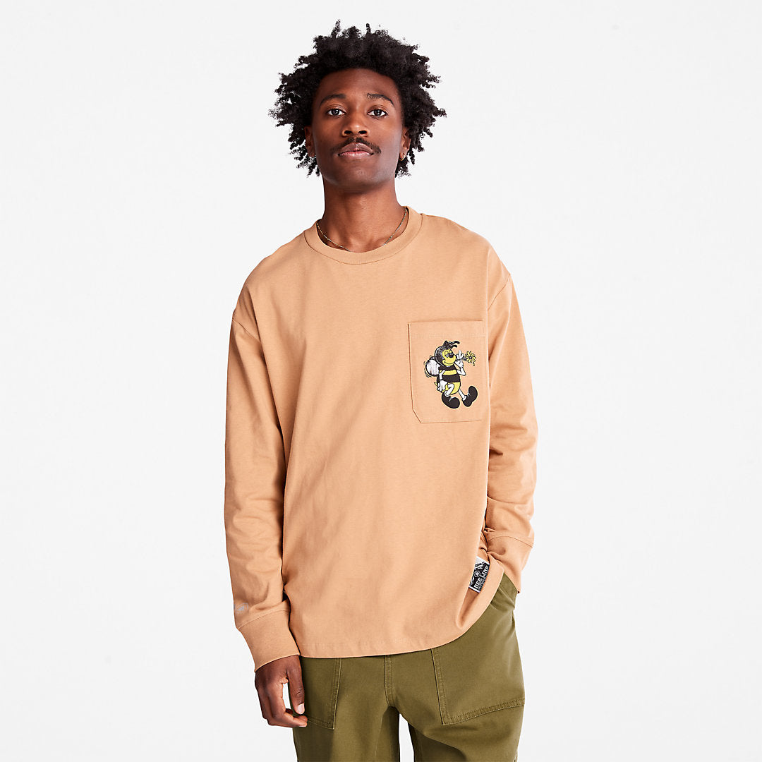 Mens Timberland Bee Line x Timberland® Back-graphic Long-sleeved T-Shirt in Brown