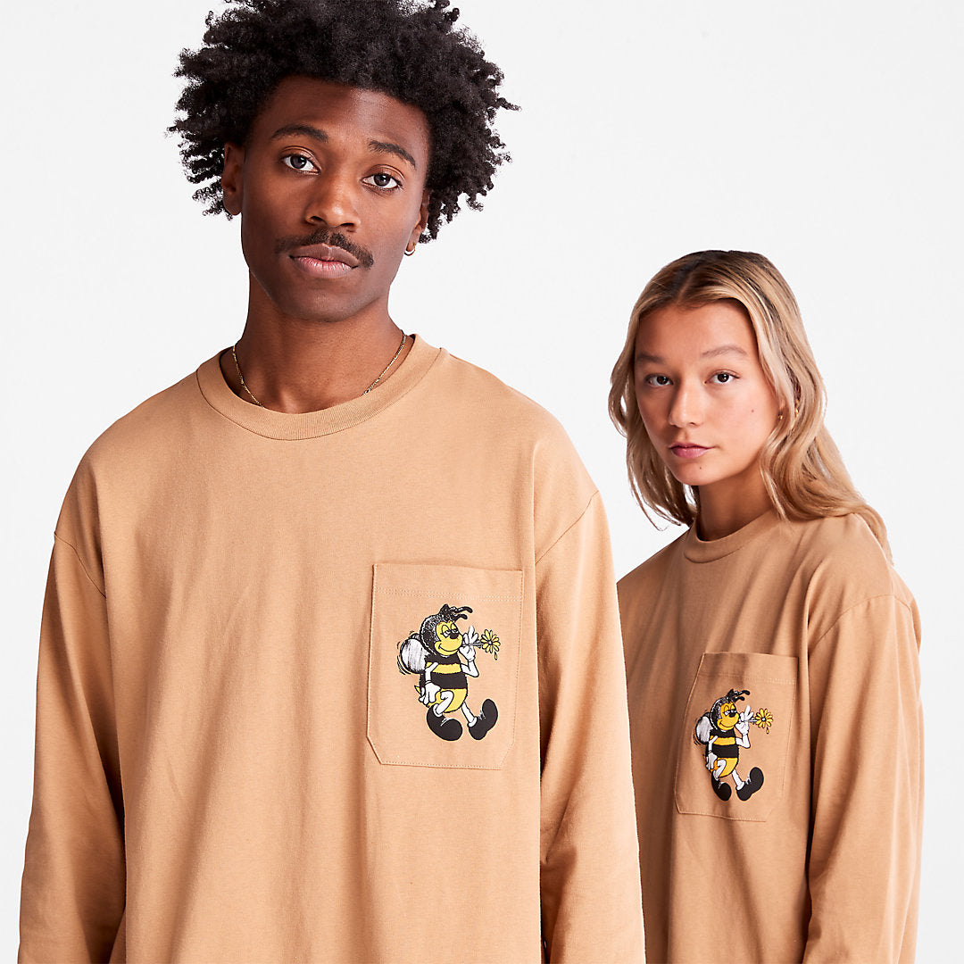 Mens Timberland Bee Line x Timberland® Back-graphic Long-sleeved T-Shirt in Brown