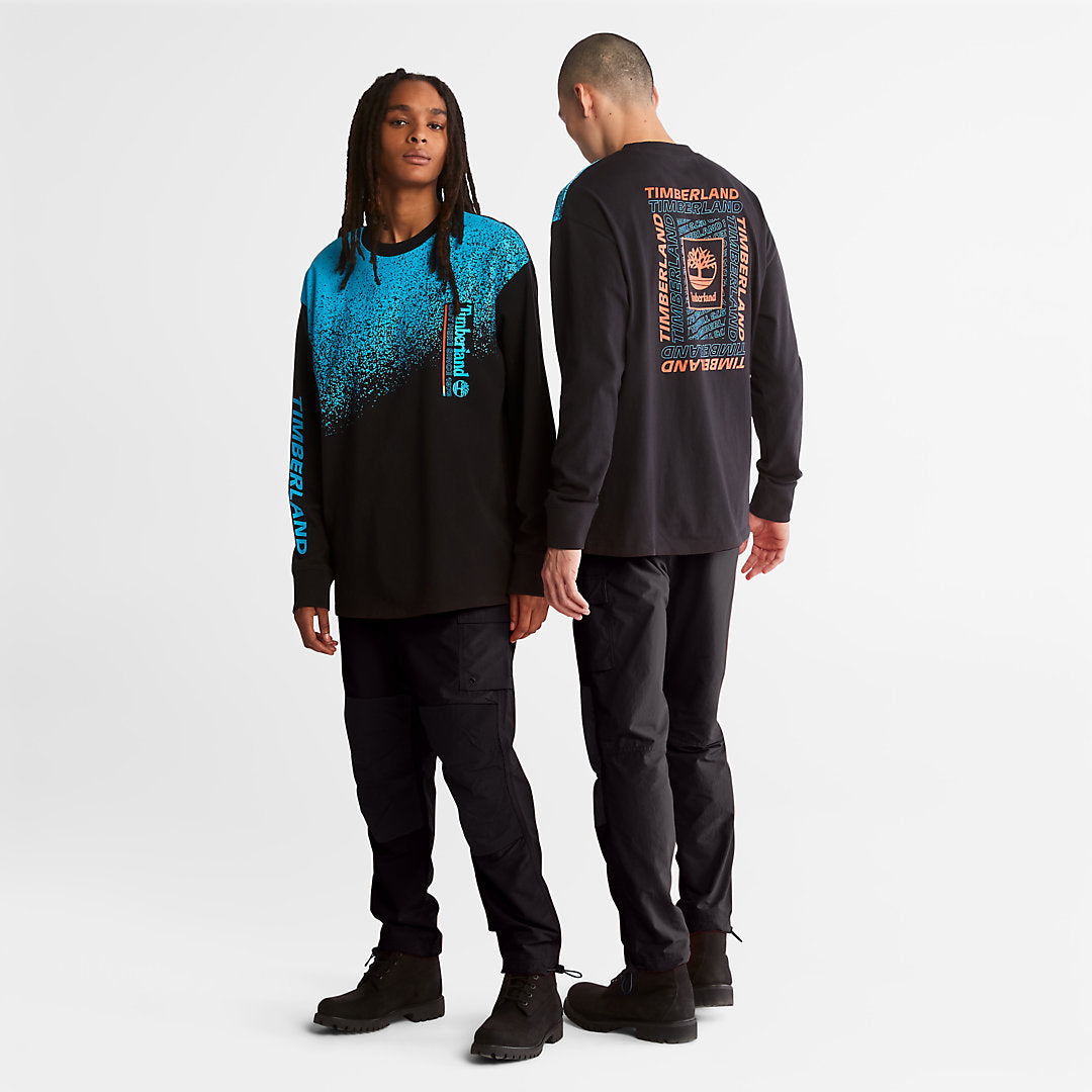 Mens Timberland Outdoor Archive Long-sleeved Graphic T-Shirt in Black