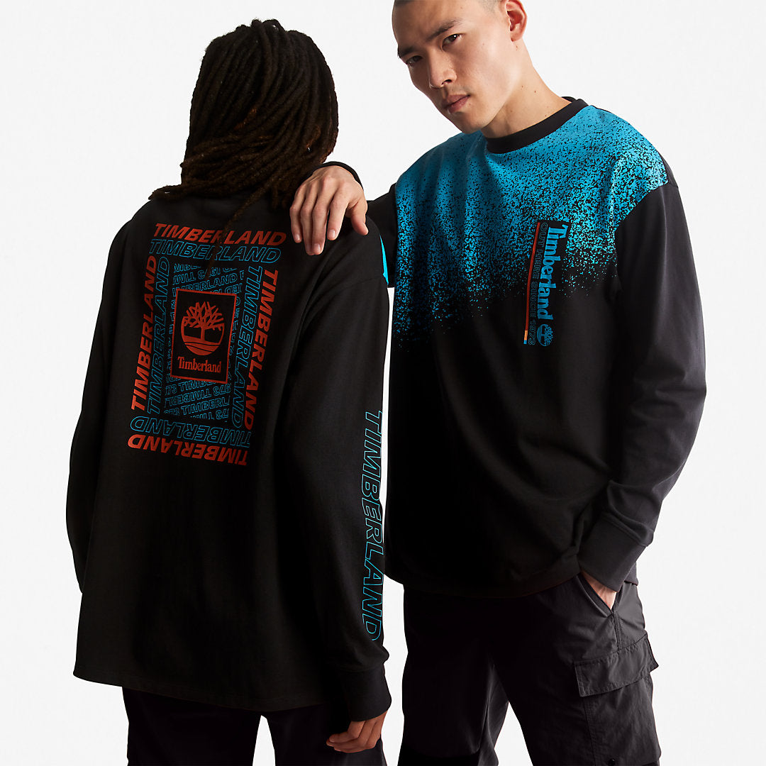 Mens Timberland Outdoor Archive Long-sleeved Graphic T-Shirt in Black