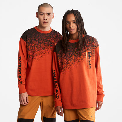 Mens Timberland Outdoor Archive Long-sleeved Graphic T-Shirt in Orange