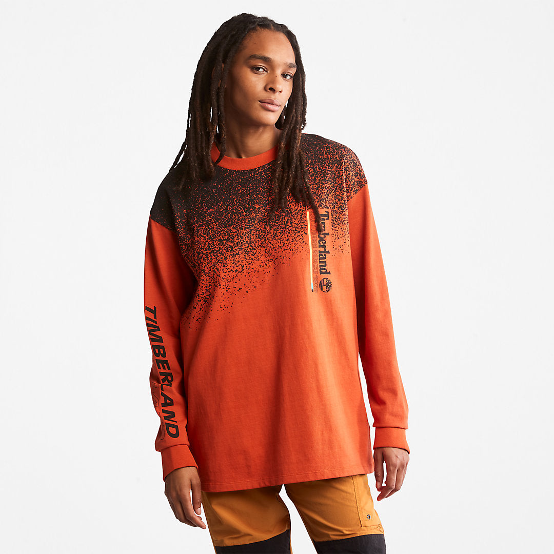 Mens Timberland Outdoor Archive Long-sleeved Graphic T-Shirt in Orange
