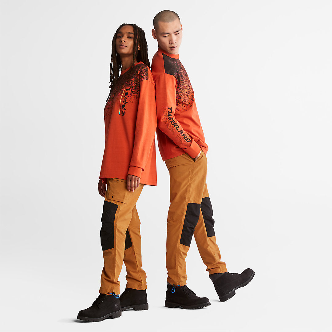 Mens Timberland Outdoor Archive Long-sleeved Graphic T-Shirt in Orange